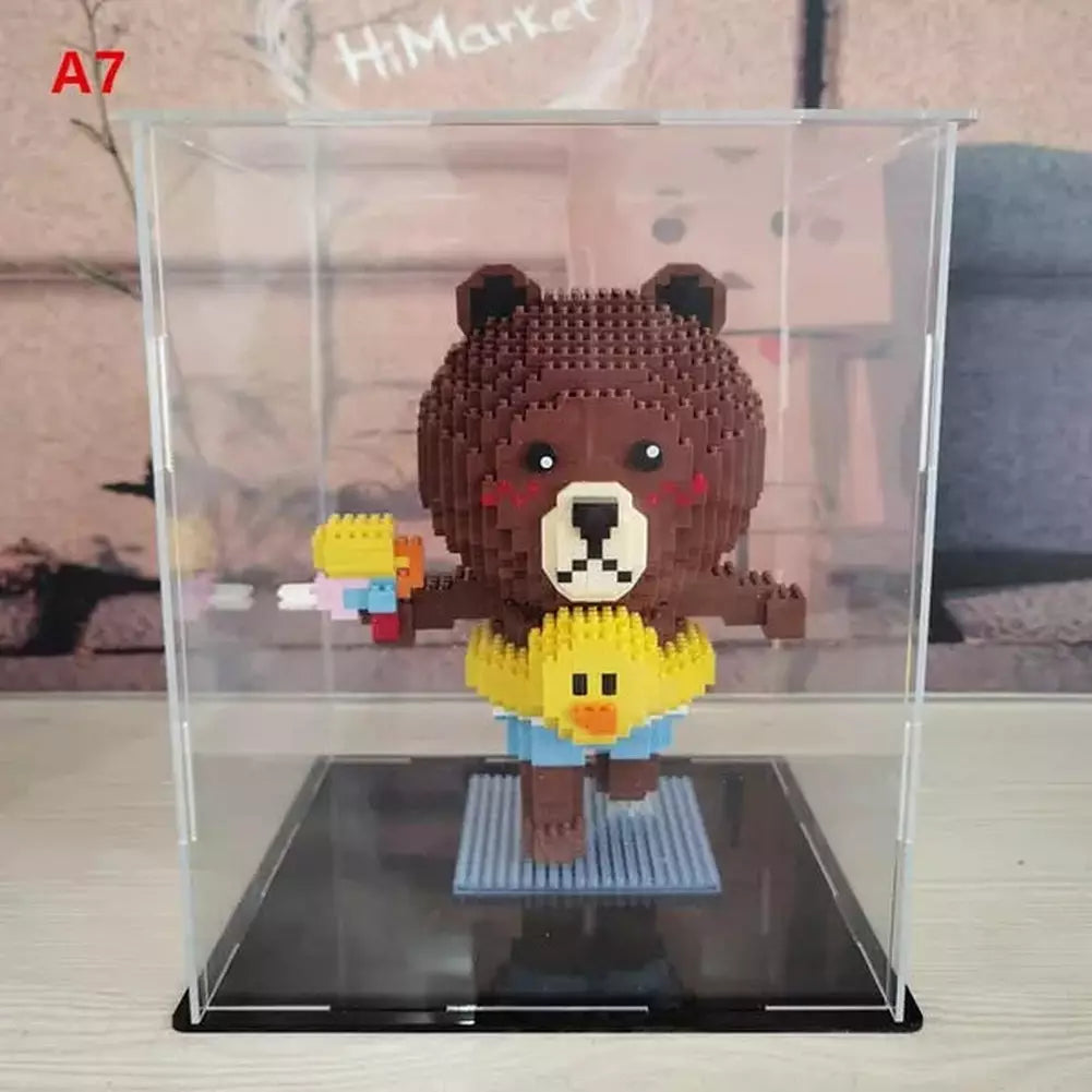 *A* 36 Styles Transparent Acrylic Display Box For Micro Building Blocks Dustproof Mini Bricks Toy Collection Showcase Box (No Model) Jurassic Bricks