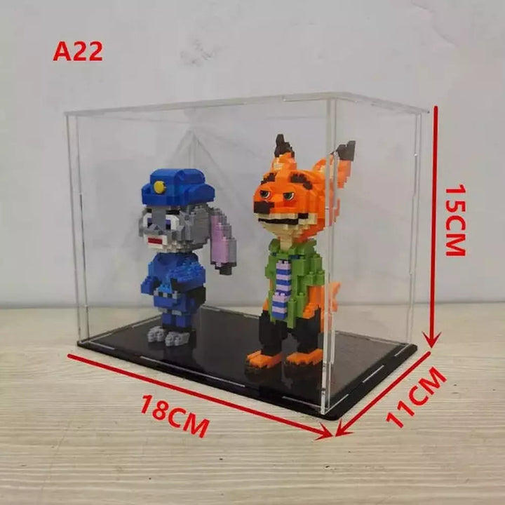 *A* 36 Styles Transparent Acrylic Display Box For Micro Building Blocks Dustproof Mini Bricks Toy Collection Showcase Box (No Model) Jurassic Bricks