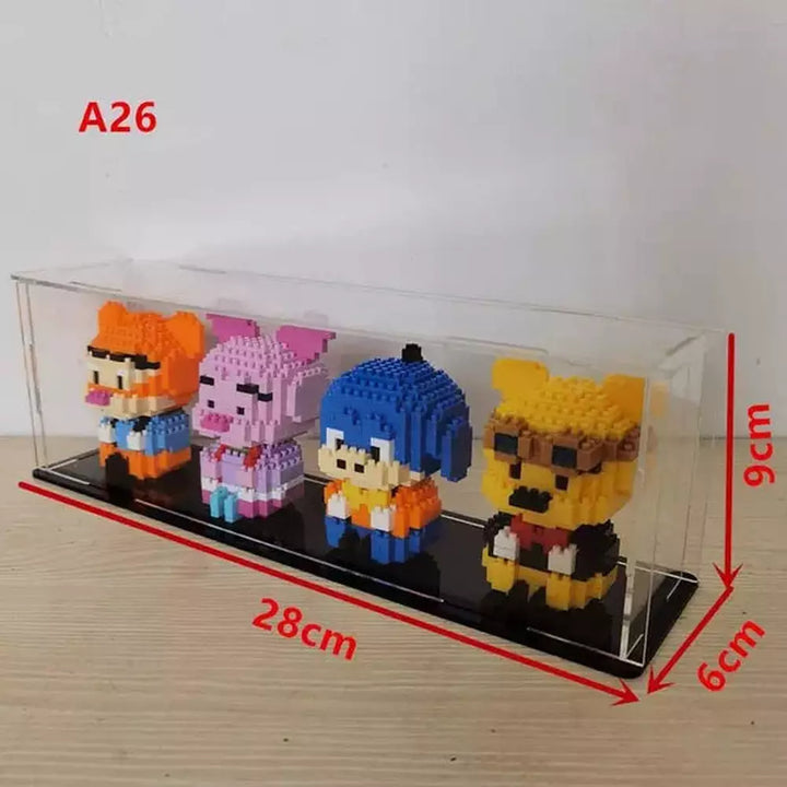 *A* 36 Styles Transparent Acrylic Display Box For Micro Building Blocks Dustproof Mini Bricks Toy Collection Showcase Box (No Model) Jurassic Bricks