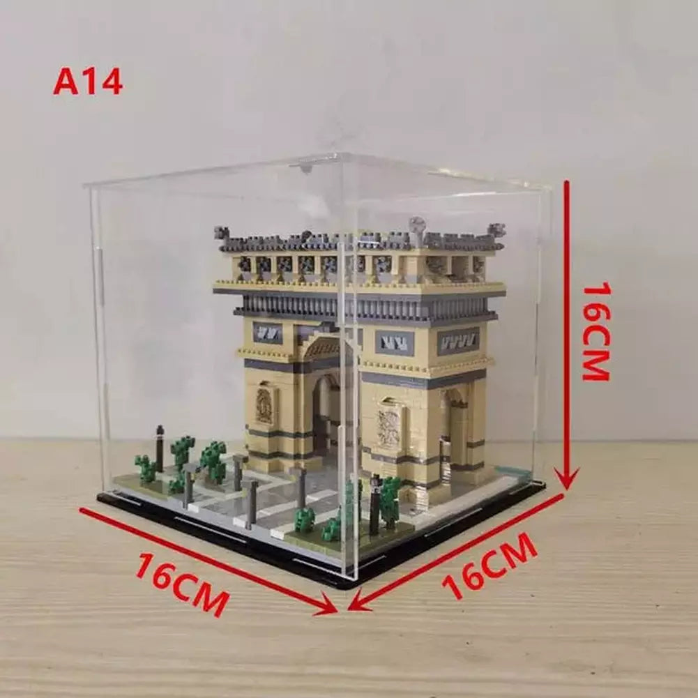 *A* 36 Styles Transparent Acrylic Display Box For Micro Building Blocks Dustproof Mini Bricks Toy Collection Showcase Box (No Model) Jurassic Bricks