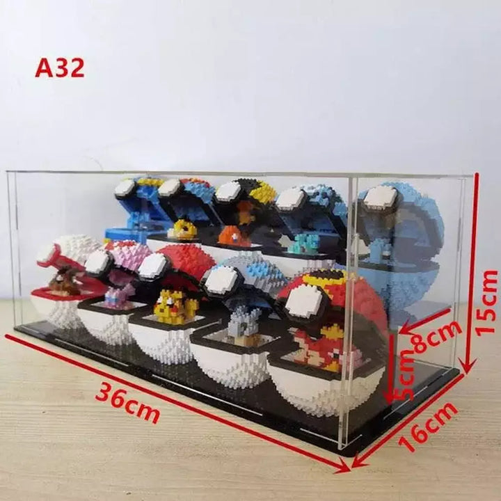 *A* 36 Styles Transparent Acrylic Display Box For Micro Building Blocks Dustproof Mini Bricks Toy Collection Showcase Box (No Model) Jurassic Bricks