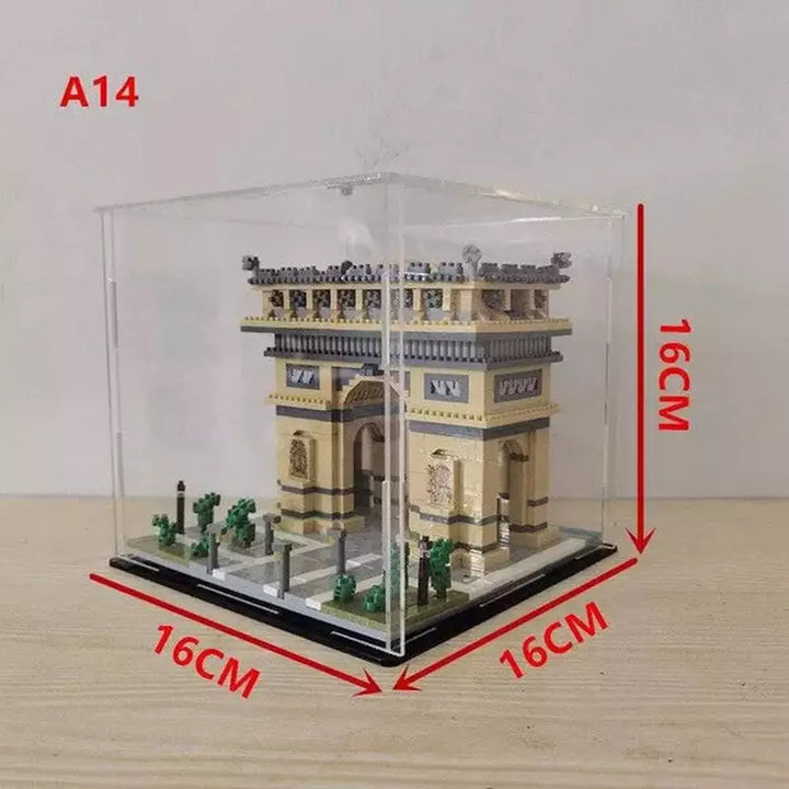 *A* Transparent Acrylic Display Box For Micro Building Blocks 36 Styles Dustproof Mini Bricks Toy Collection Showcase Box (No Model) Jurassic Bricks