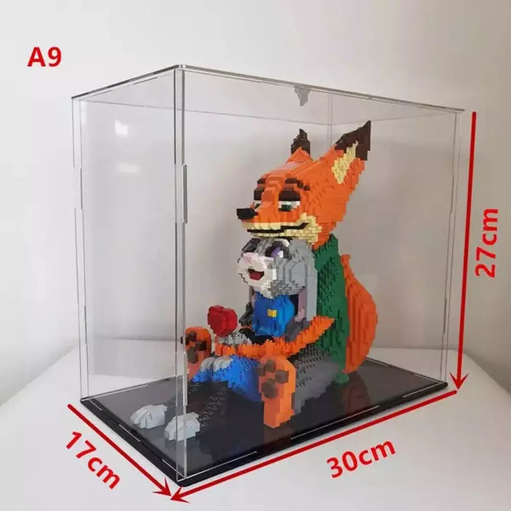 *A* Transparent Acrylic Display Box For Micro Building Blocks 36 Styles Dustproof Mini Bricks Toy Collection Showcase Box (No Model) Jurassic Bricks