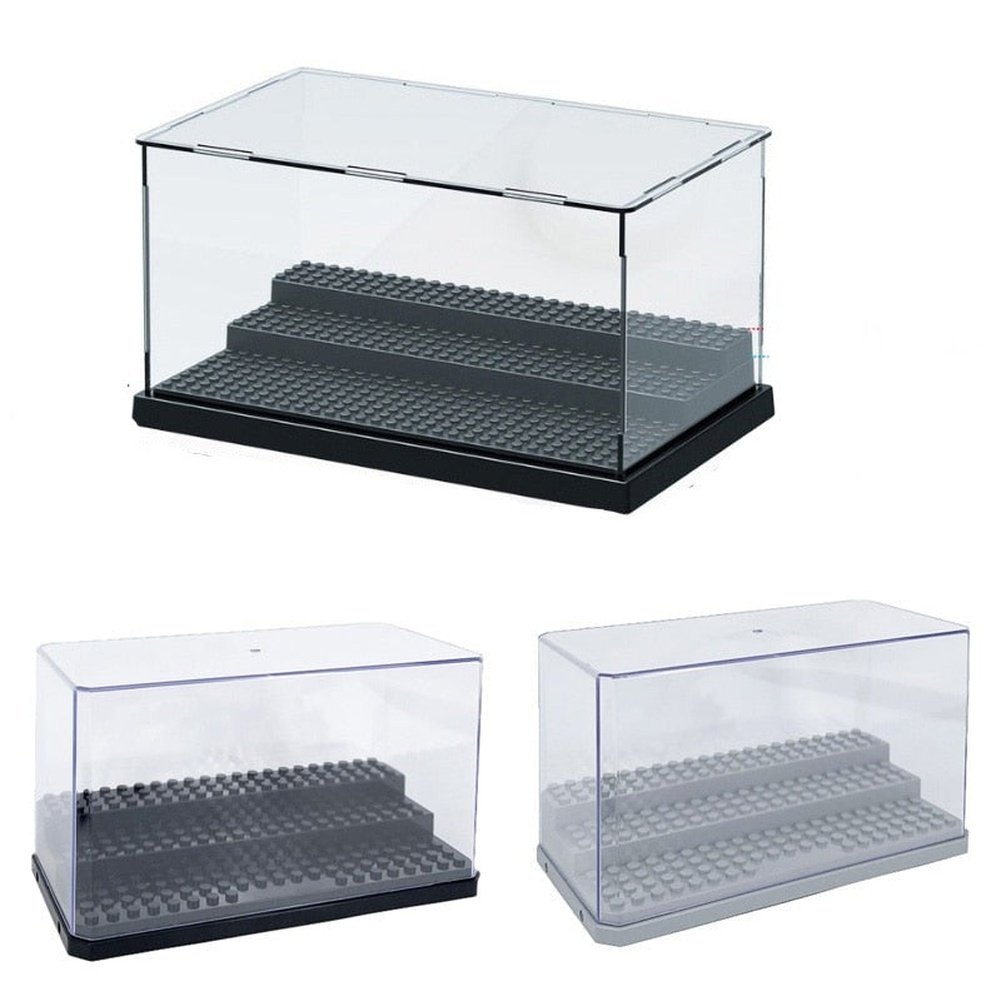 Acrylic Display Case/Box 3 Steps Dustproof Base Plate Assembly Building Blocks Dolls Display Case Figures Storage Box Kids Toys Jurassic Bricks