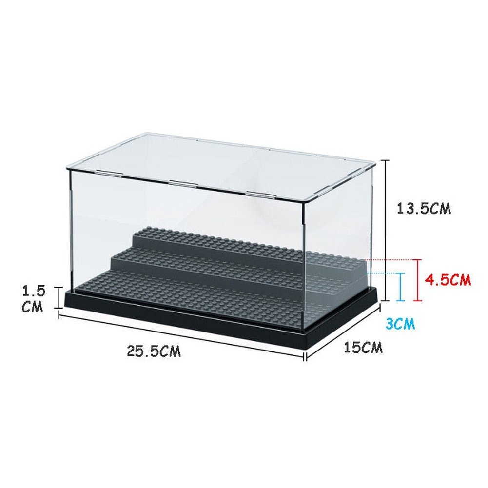 Acrylic Display Case/Box 3 Steps Dustproof Base Plate Assembly Building Blocks Dolls Display Case Figures Storage Box Kids Toys Jurassic Bricks