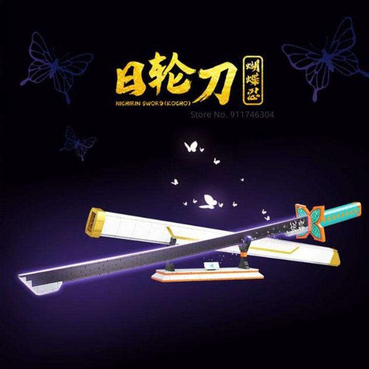 Anime Demon Slayer Nichirin Sword Building Blocks Rengoku Kyoujurou Blade Katana Anime Knife Weapon Bricks Toys for Boy Gifts Jurassic Bricks