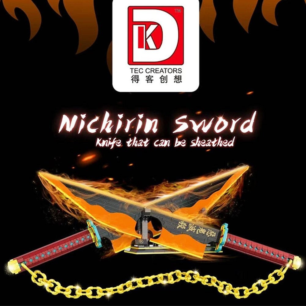 Anime Demon Slayer Nichirin Sword Building Blocks Rengoku Kyoujurou Blade Katana Anime Knife Weapon Bricks Toys for Boy Gifts Jurassic Bricks