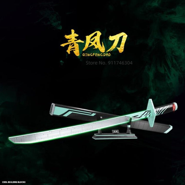 Anime Demon Slayer Nichirin Sword Building Blocks Rengoku Kyoujurou Blade Katana Anime Knife Weapon Bricks Toys for Boy Gifts Jurassic Bricks