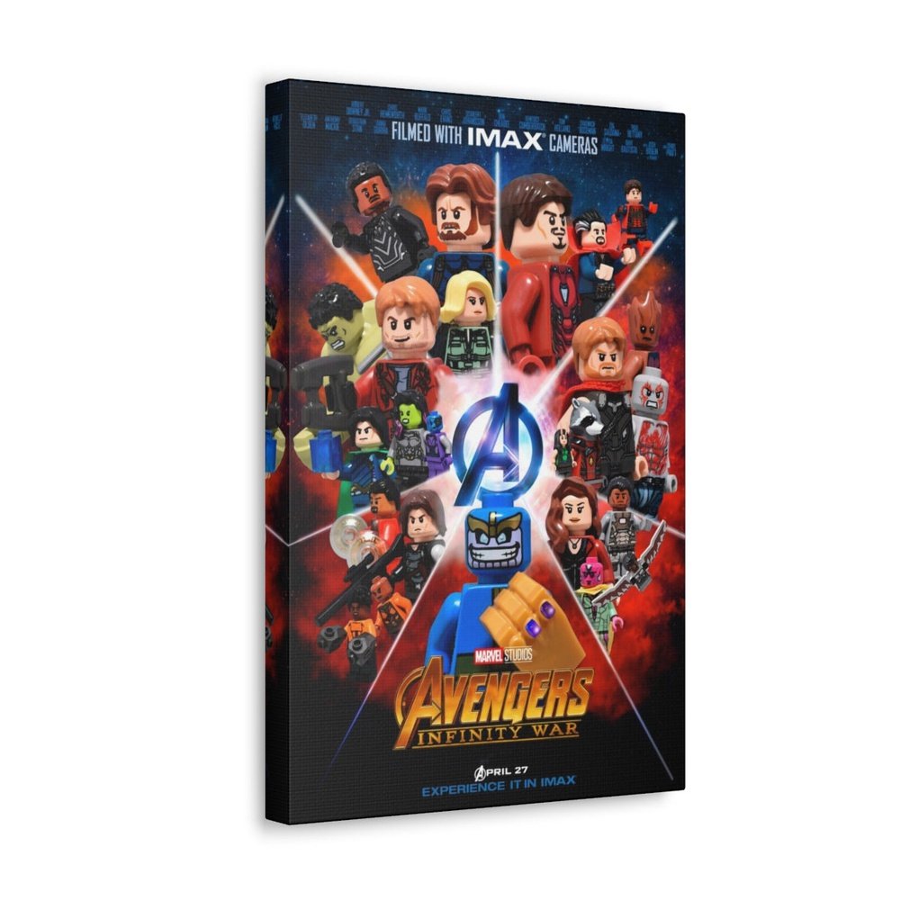 Avengers Infinity Wars v2 LEGO Movie Wall Art Canvas Art With Backing. Jurassic Bricks