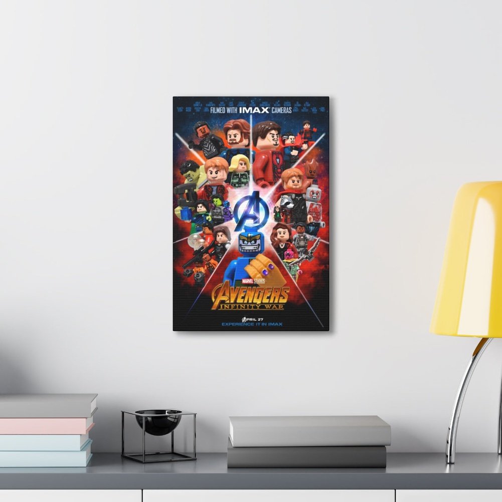 Avengers Infinity Wars v2 LEGO Movie Wall Art Canvas Art With Backing. Jurassic Bricks