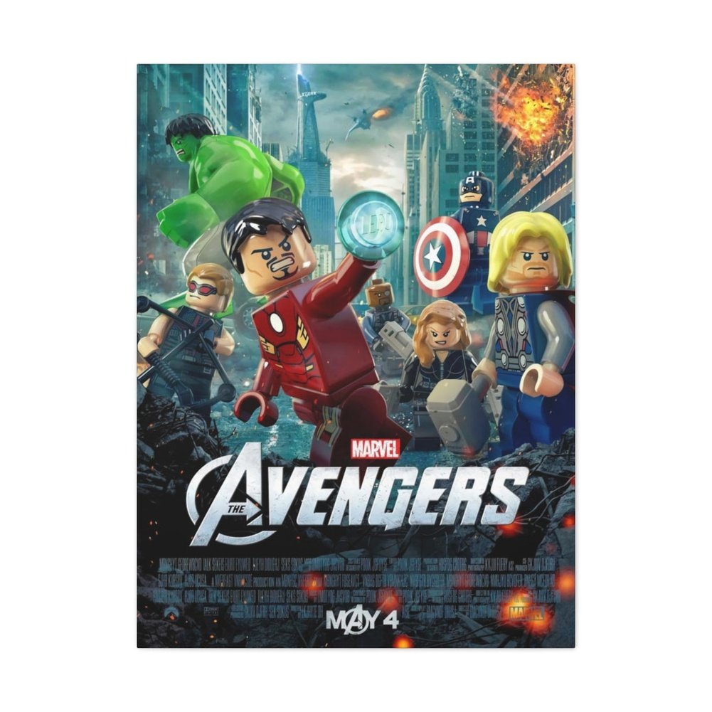 Avengers LEGO Movie Wall Art Canvas Art With Backing. Jurassic Bricks