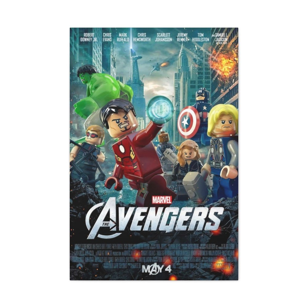 MOC NON LEGO Avengers LEGO Movie Wall Art Canvas Art With Backing.