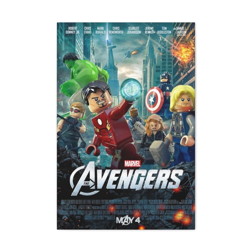 MOC NON LEGO Avengers LEGO Movie Wall Art Canvas Art With Backing.