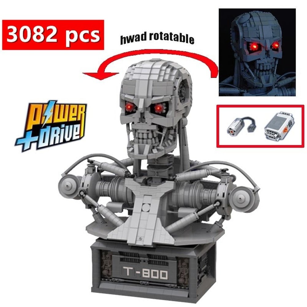 B Terminator T-800 Bust MOC-20570 Fit Robot Power Function Building Blocks Bricks DIY Children Kids for Toys Gifts BOY Jurassic Bricks