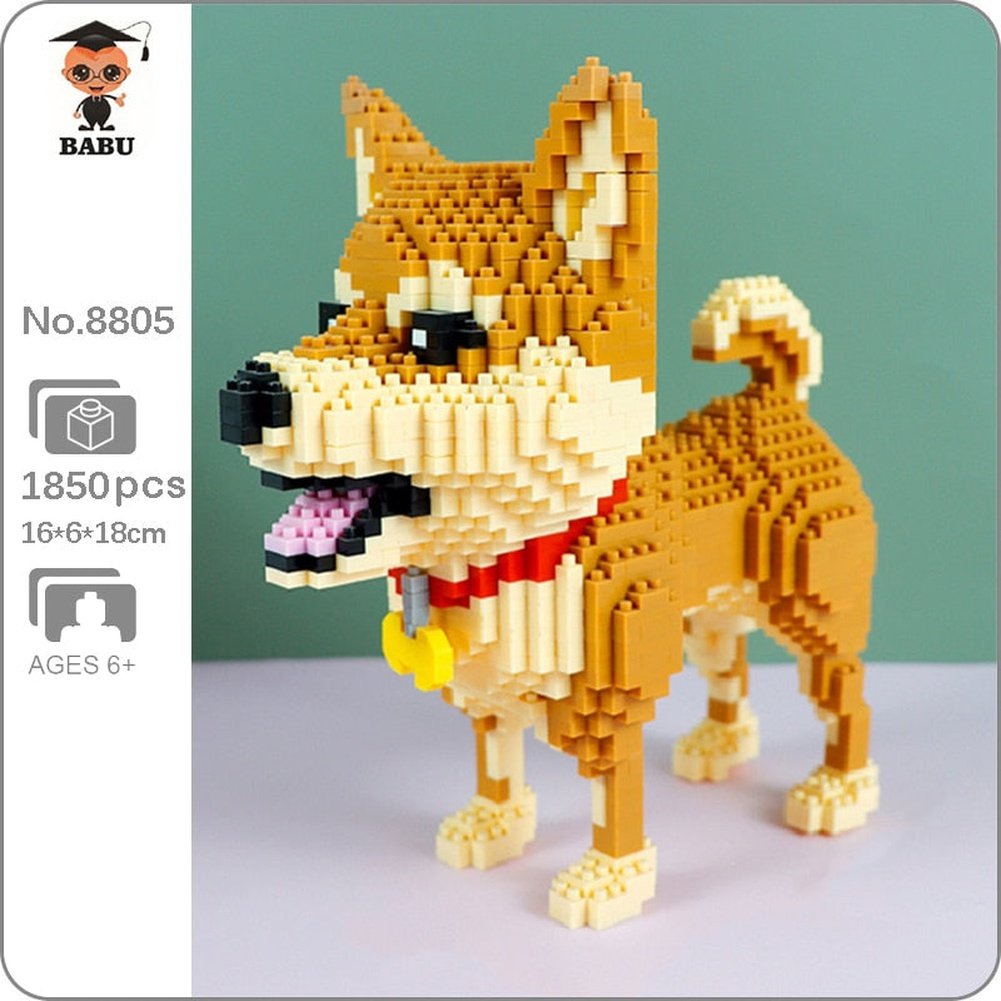 Babu Shiba Inu Dog Poodle Bulldog Jiji Cat God of Wealth Fortune Money Animal Pet Mini Diamond Blocks Bricks Building Toy no Box Jurassic Bricks