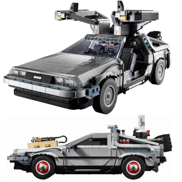 Back To The Future DeLoreaned Racing Car DMC-12 Time Machine 10300 Creative Expert Moc Brick Technical Model Building Blocks Toy Jurassic Bricks