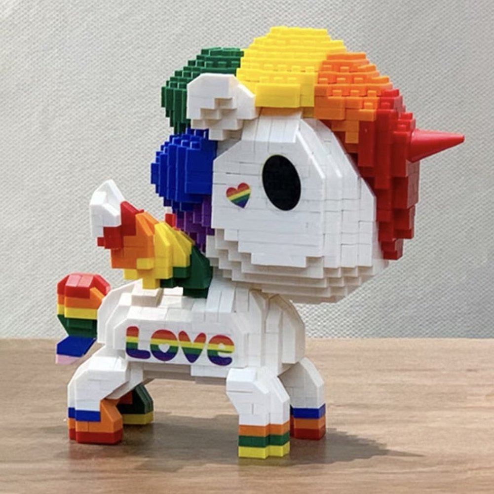MOC NON Creative Series Cute Unicorn Mini Diamond Building Blocks Bricks Cartoon Flying Horse 3D Model toys Kid