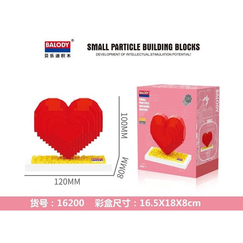 MOC NON LEGO Mini Blocks Red Heart Rose Building Bricks for Lover Wife  Girlfriend Present Valentine Fun Toys Juguetes Princess