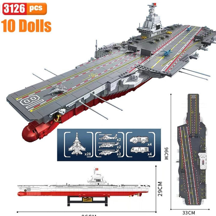 Block Aircraft Carrier With LED Building Blocks Military Battleship Brick Weapon Warship Toys Warcraft Ship Boat Jurassic Bricks