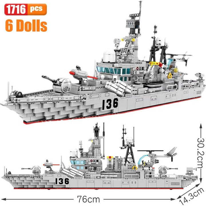 MOC NON LEGO Block Aircraft Carrier With LED Building Blocks Soldier Battleship Brick Weapon Warship Toys Warcraft Ship Boat