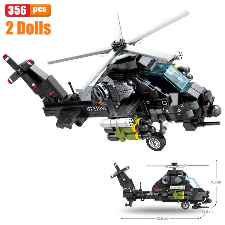 Block Helicopters Fighter Blocks Military City Z-20 Utility Airplane Army Pilot Figure Plane Building Bricks Children Toy Jurassic Bricks