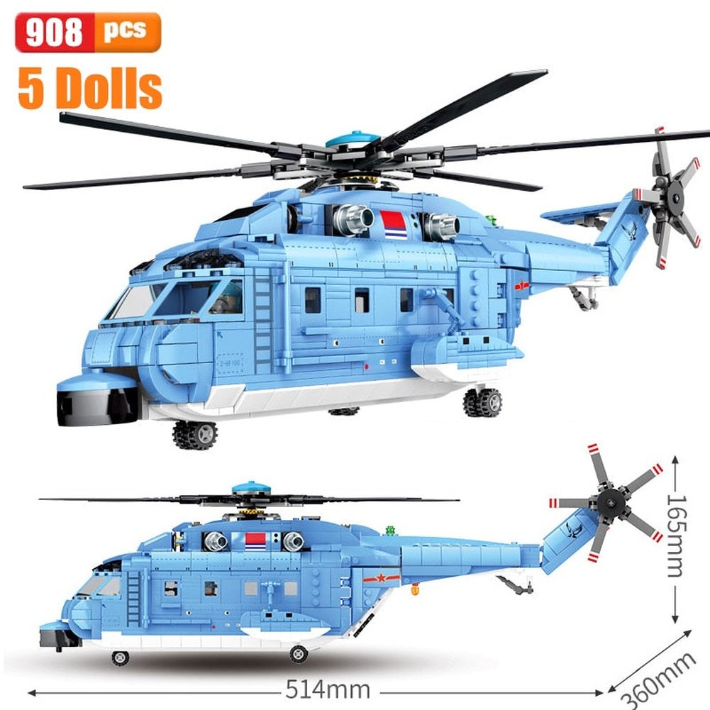 Block Helicopters Fighter Blocks Military City Z-20 Utility Airplane Army Pilot Figure Plane Building Bricks Children Toy Jurassic Bricks