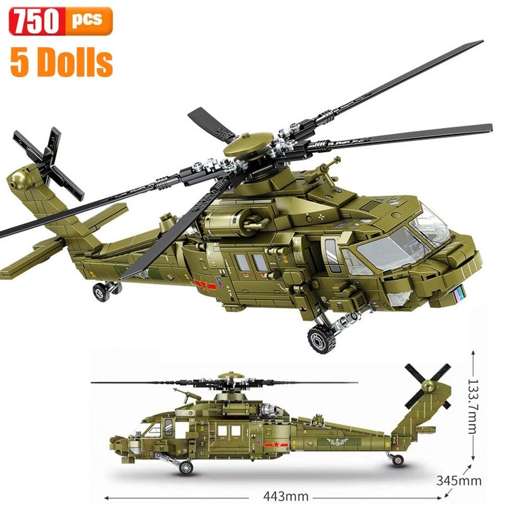 Block Helicopters Fighter Blocks Military City Z-20 Utility Airplane Army Pilot Figure Plane Building Bricks Children Toy Jurassic Bricks