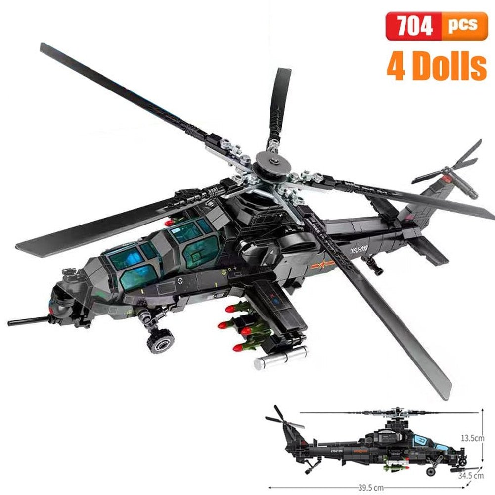 Block Helicopters Fighter Blocks Military City Z-20 Utility Airplane Army Pilot Figure Plane Building Bricks Children Toy Jurassic Bricks