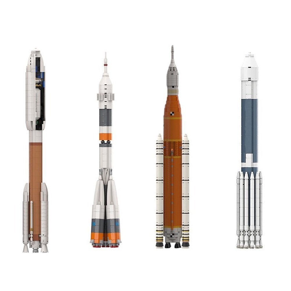 BuildMoc Delta IV Heavy With Parker Solar Probe Saturn V Scale Rocket Building Blocks Set Mars Exploration Vehicle Children Toys K&B Brick Store