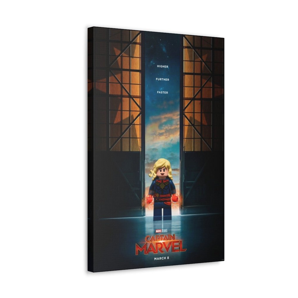 Captain Marvel LEGO Movie Wall Art Canvas Art With Backing. K&B Brick Store