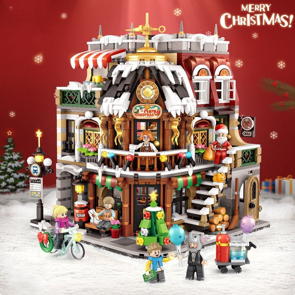 Christmas Coffee House Build Model Building Difficult Building Blocks DIY Educational Children Assembled Toy Gift Birthday Gift Jurassic Bricks