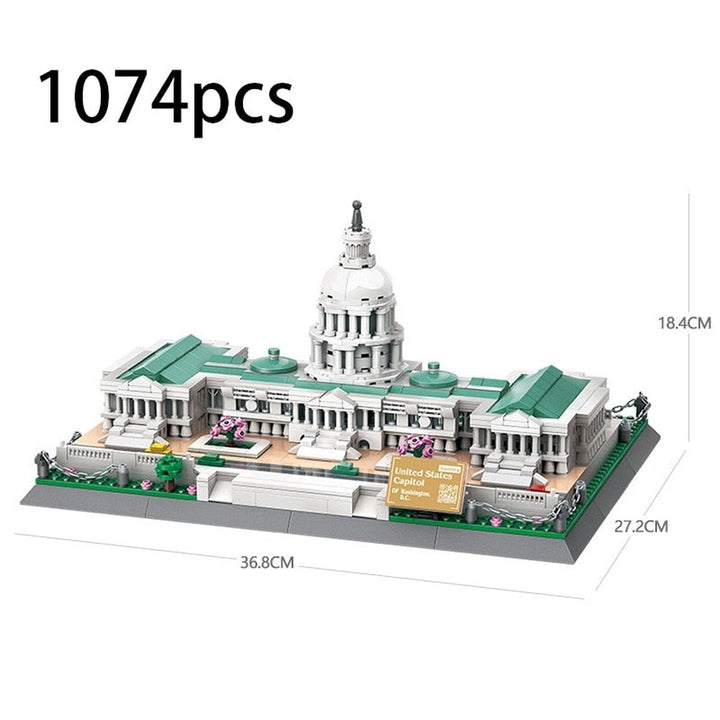 City Architecture Big Ben Eiffel Tower Paris World Famous Building Brick Statue Liberty America Taj Mahal Construction Toy Villa Jurassic Bricks