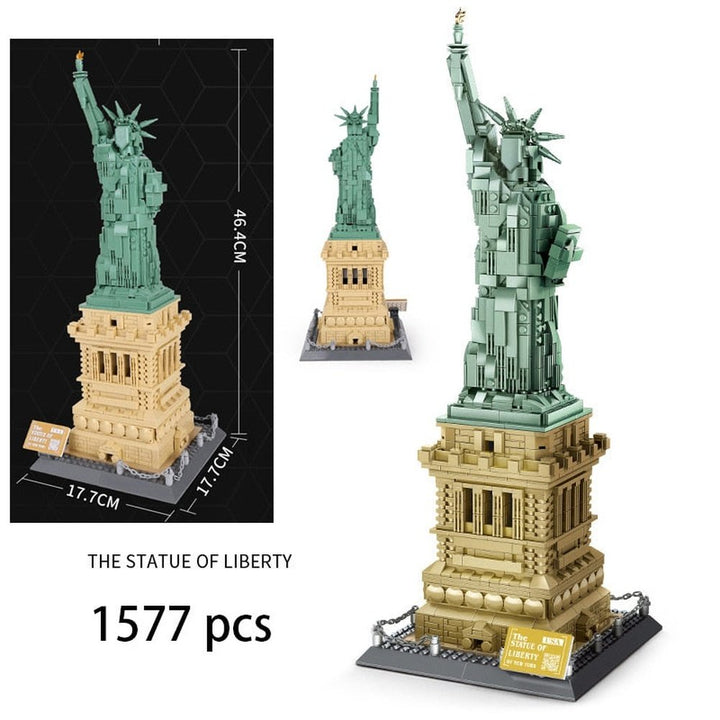 City Architecture Big Ben Eiffel Tower Paris World Famous Building Brick Statue Liberty America Taj Mahal Construction Toy Villa Jurassic Bricks