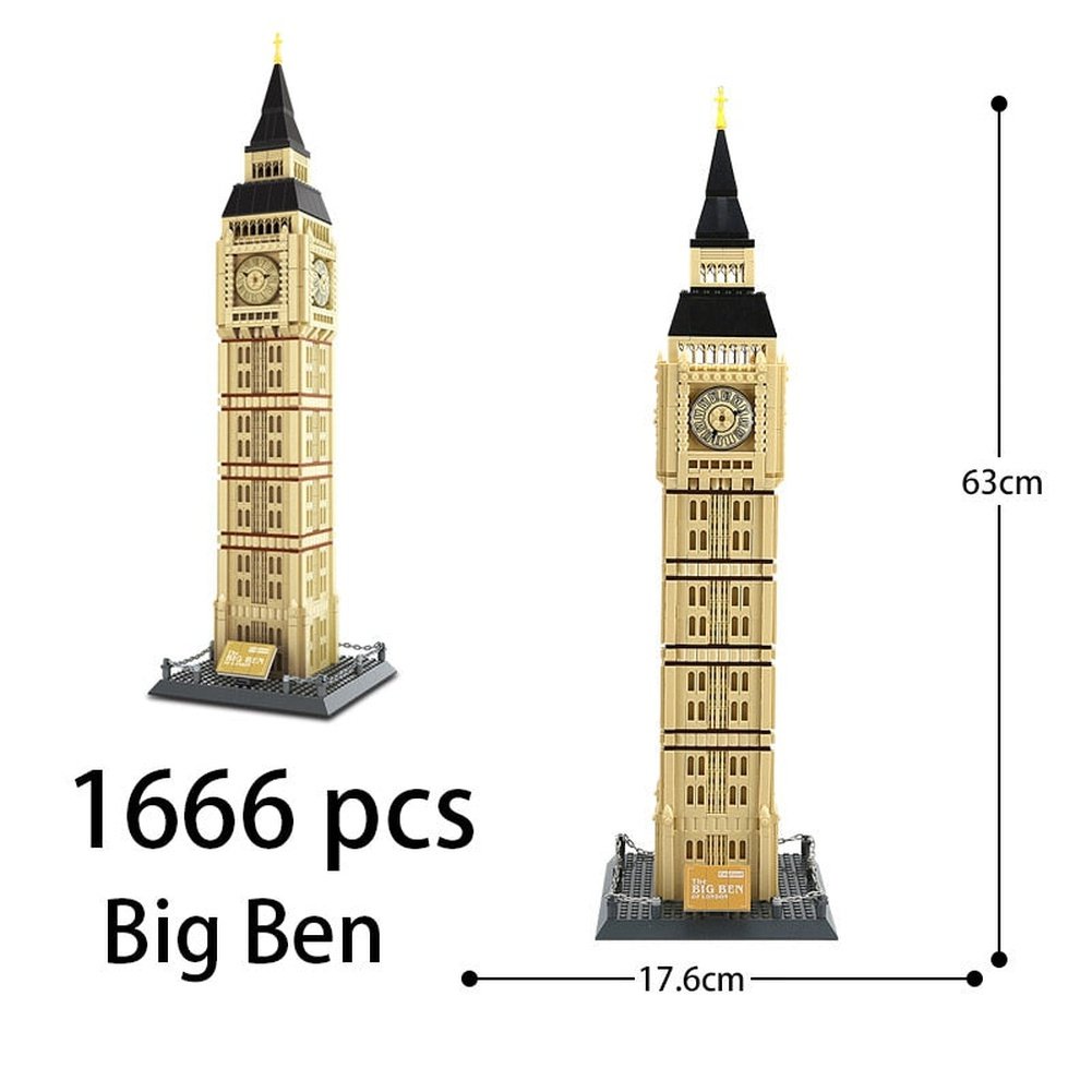 City Architecture Big Ben Eiffel Tower Paris World Famous Building Brick Statue Liberty America Taj Mahal Construction Toy Villa Jurassic Bricks