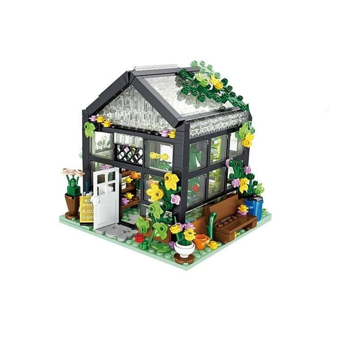 City Street View Creative Coffee Shop House Flower Shop Building Block DIY Architecture Bricks Light Sets Kids Toys Girls Gifts Jurassic Bricks