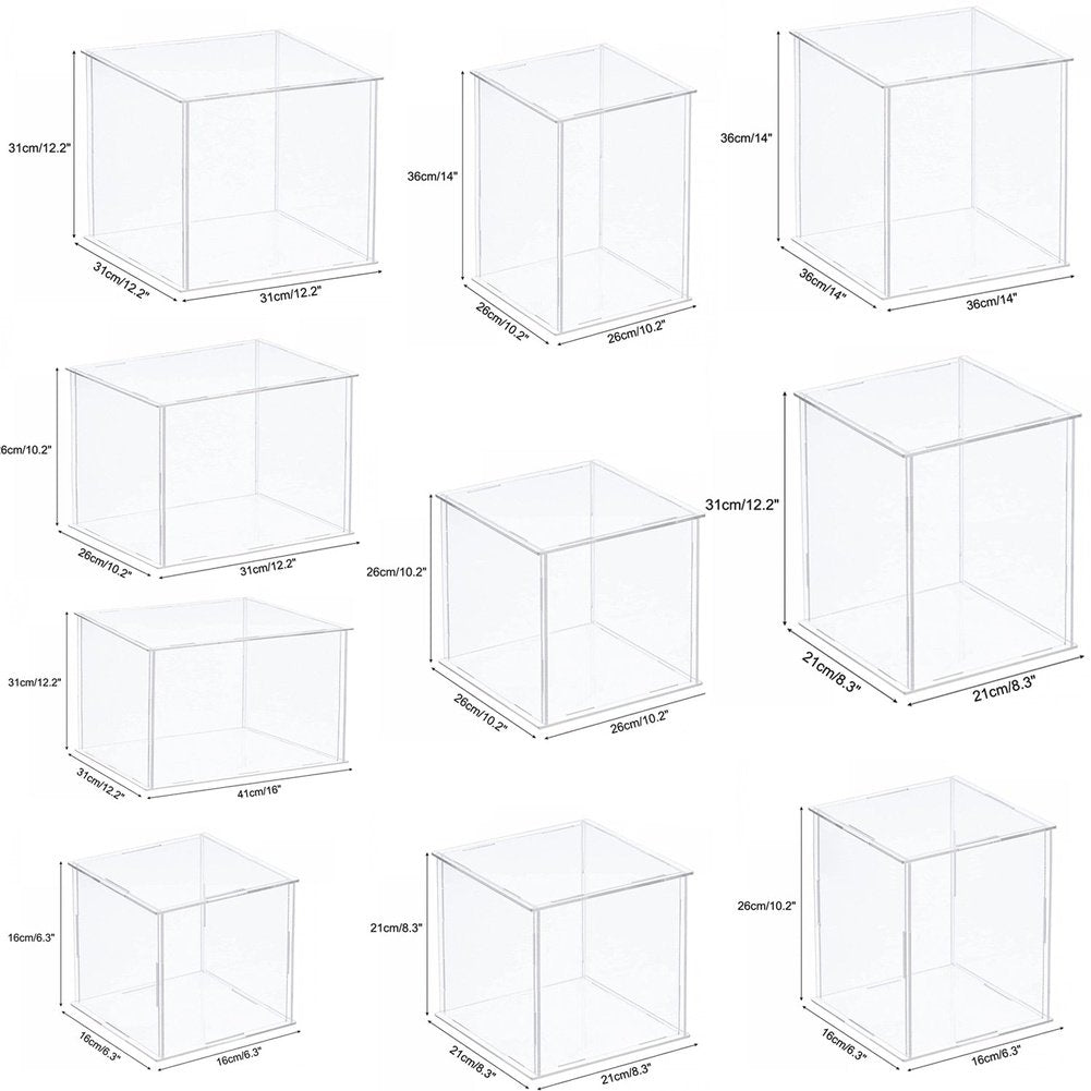 Clear Acrylic Display Box Countertop Case Organizer Stand Dust proof Showcase for Figures/Toys/Collectibles/Gundam/Car Model/Lego Jurassic Bricks