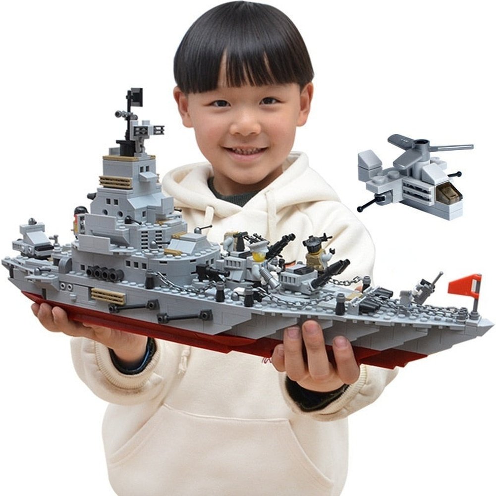 Compatible with Lego Military Warship Battle Cruise Building Blocks Tank Aircraft Model Toy Construction Bricks Toy Gift for Boy Jurassic Bricks