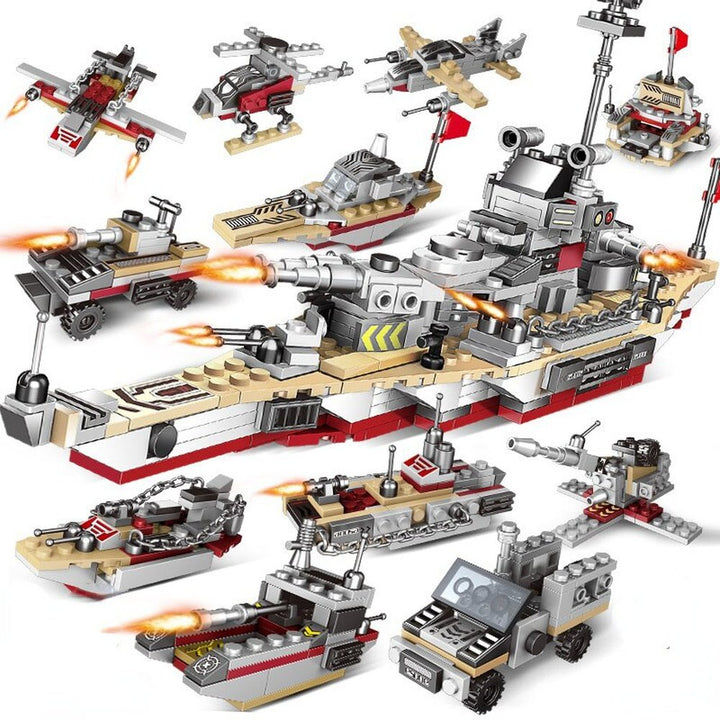 MOC  Compatible  Compatible with  Soldier Warship Battle Cruise Building Blocks Tank Airaft Model Toy Construction Bricks Toy  for Boy