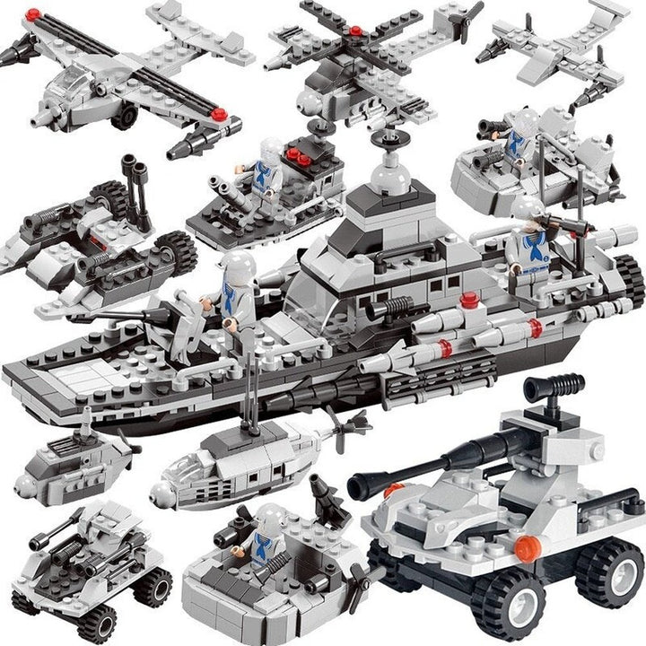 MOC  Compatible  Compatible with  Soldier Warship Battle Cruise Building Blocks Tank Airaft Model Toy Construction Bricks Toy  for Boy