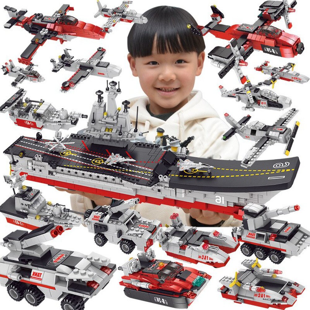 Compatible with Lego Military Warship Battle Cruise Building Blocks Tank Aircraft Model Toy Construction Bricks Toy Gift for Boy Jurassic Bricks