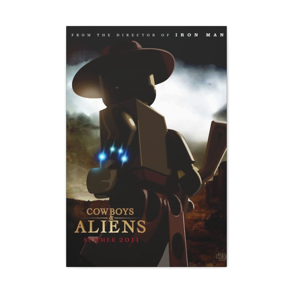 MOC NON LEGO Cowboy & Aliens LEGO Movie Wall Art Canvas Art With Backing.