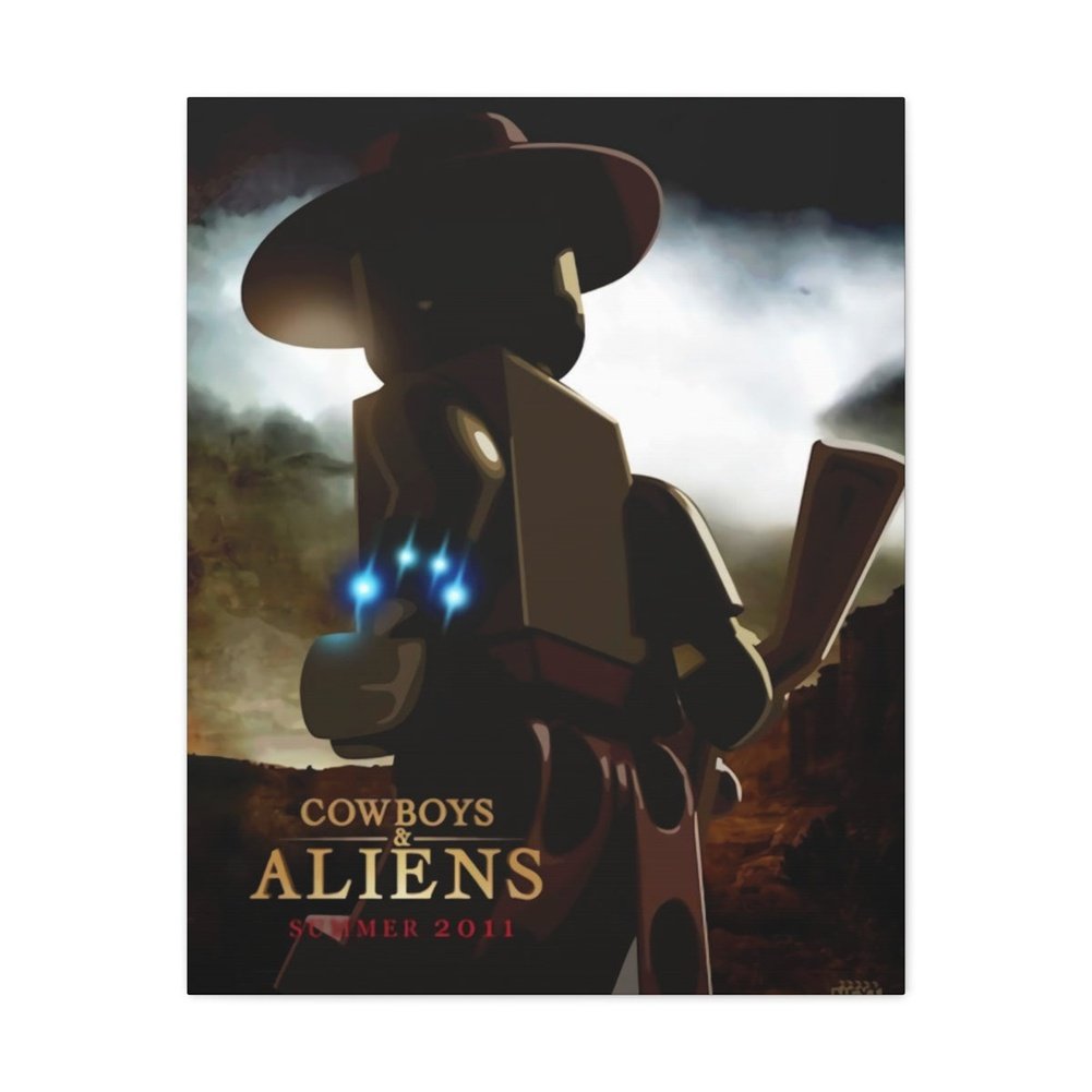 MOC NON LEGO Cowboy & Aliens LEGO Movie Wall Art Canvas Art With Backing.