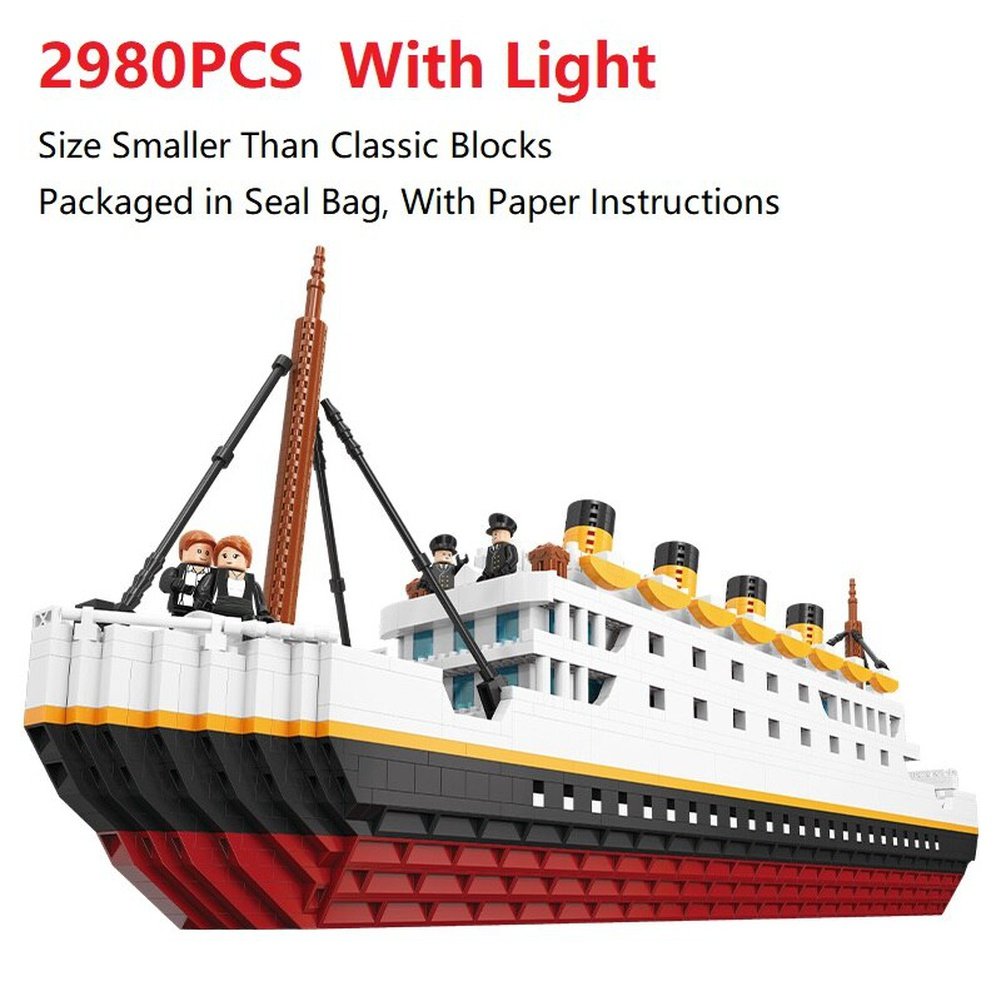 DIY Toys Boat Diamond Bricks Kit 1860 PCS Titanic Cruise Ship Model Micro Building Blocks Kids Educational Toy Gift for Children Jurassic Bricks