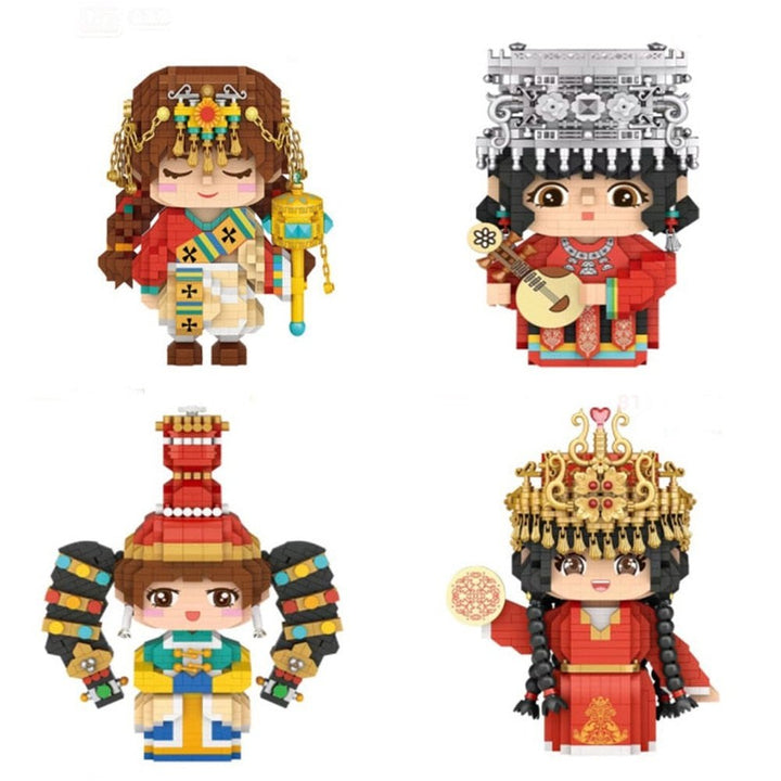 Diamond Building Blocks Chinese Ethnic Minority Educational Bricks Figure Toys Boy Girl Christmas Gifts 8128 8129 8132 8133 K&B Brick Store