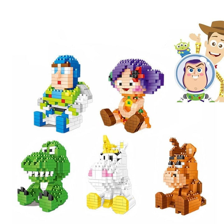 Disney Cartoon Building Blocks Toy Story Bricks Anime Characters Buzz Lightyear Woody Mini Action Figure Toy Kids Birthday Gift Jurassic Bricks