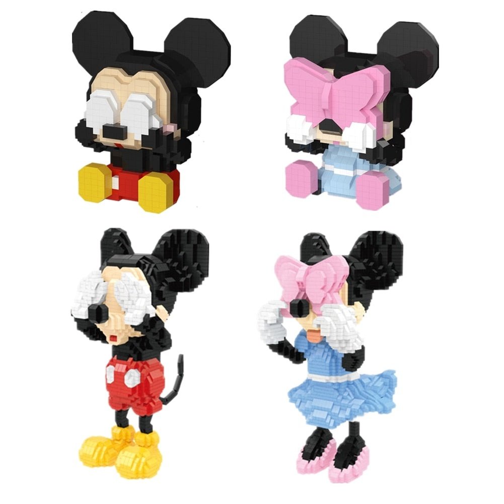 Disney Mini Assembled Building Blocks Toys Mickey and Minnie Bow-knot Eye Covering Micro Particles ABS Boys Girls Gifts Jurassic Bricks