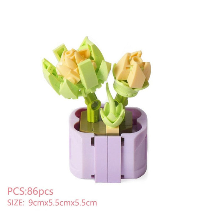 Flower Bouquet Succulents Construction Block Set Brick Toy For Child Children Girl Mini Building Blocks DIY Decro Gift Brickhead Jurassic Bricks