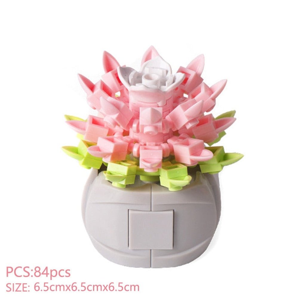 Flower Bouquet Succulents Construction Block Set Brick Toy For Child Children Girl Mini Building Blocks DIY Decro Gift Brickhead Jurassic Bricks