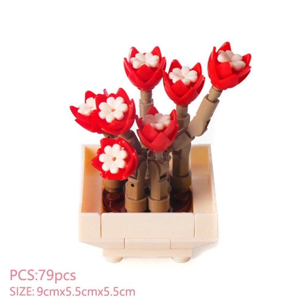 Flower Bouquet Succulents Construction Block Set Brick Toy For Child Children Girl Mini Building Blocks DIY Decro Gift Brickhead Jurassic Bricks