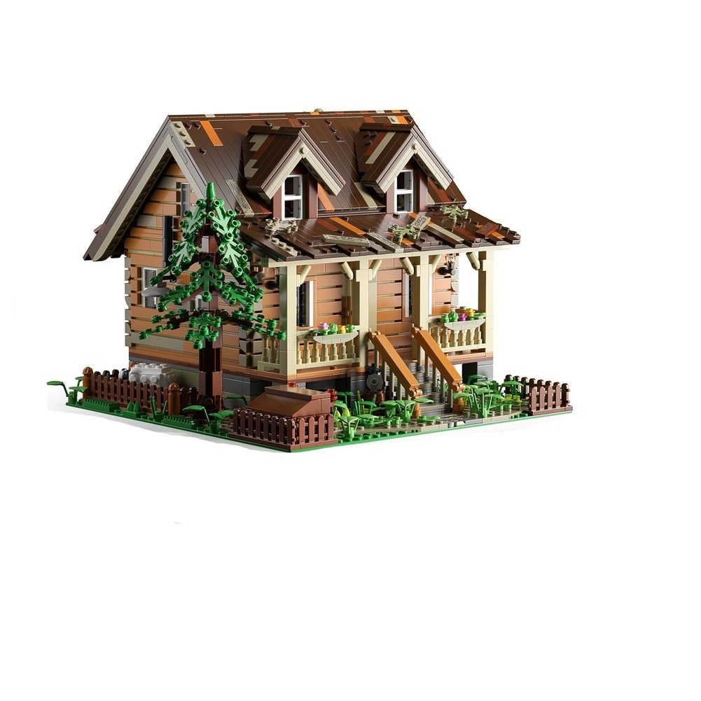 Funwhole Wood Cabin Modular Building Blocks Set with LED Lights Kit Bricks Model 2097 PCS Construction Toys for Kids and Adults K&B Brick Store